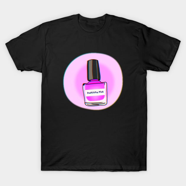 Positivity Pink Nail Polish Art T-Shirt by ROLLIE MC SCROLLIE